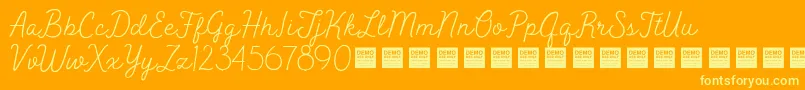 PeakTimesDemo-fontti – keltaiset fontit oranssilla taustalla