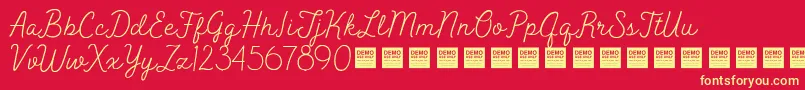 Czcionka PeakTimesDemo – żółte czcionki na czerwonym tle