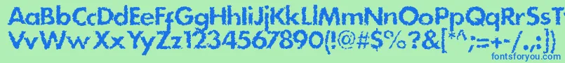 Stain-Schriftart – Blaue Schriften auf grünem Hintergrund