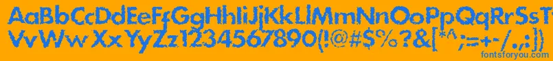 Stain Font – Blue Fonts on Orange Background