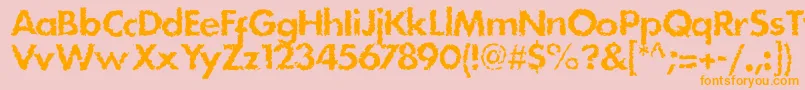 フォントStain – オレンジの文字がピンクの背景にあります。