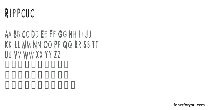 Rippcuc-fontti – aakkoset, numerot, erikoismerkit