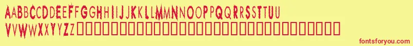 フォントRippcuc – 赤い文字の黄色い背景