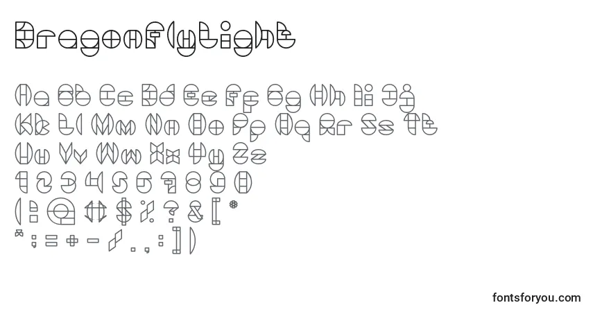 A fonte DragonFlyLight – alfabeto, números, caracteres especiais