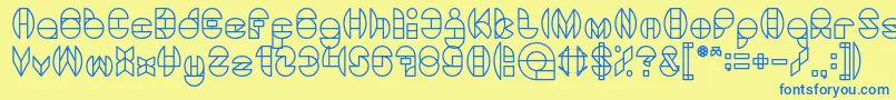 フォントDragonFlyLight – 青い文字が黄色の背景にあります。