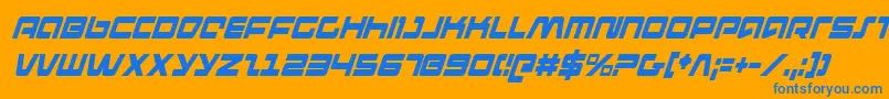 Weitere Informationen zur PulseRifleCondensedItalic-Schriftart PulseRifleCondensedItalic-Schriftart – Blaue Schriften auf orangefarbenem Hintergrund