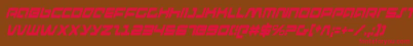 PulseRifleCondensedItalic-Schriftart – Rote Schriften auf braunem Hintergrund