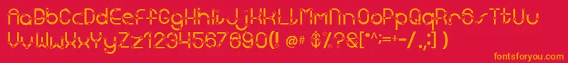 Weitere Informationen zur Kingscross-Schriftart Kingscross-Schriftart – Orangefarbene Schriften auf rotem Hintergrund