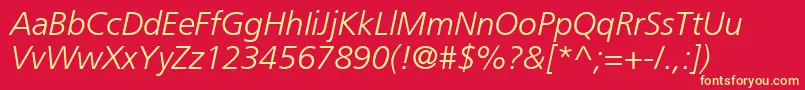 PalmaLightSsiLightItalic Font – Yellow Fonts on Red Background