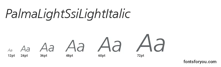 Размеры шрифта PalmaLightSsiLightItalic