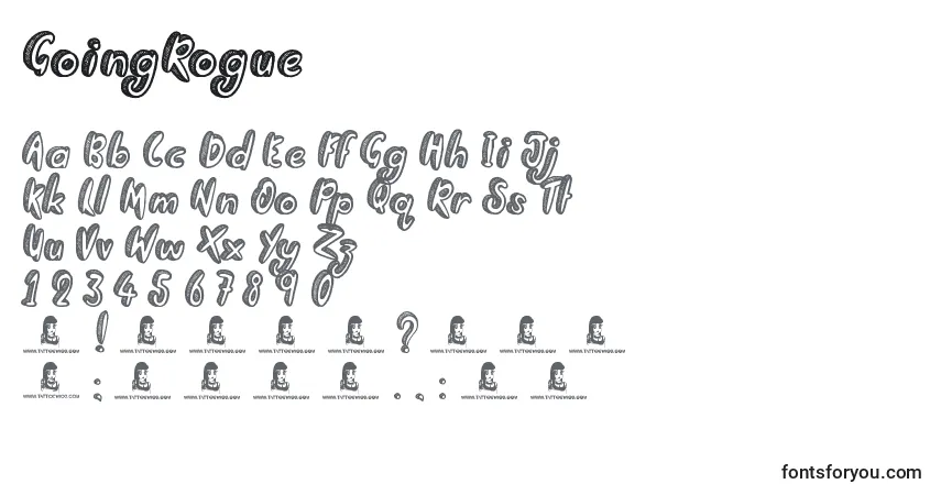 Czcionka GoingRogue – alfabet, cyfry, specjalne znaki