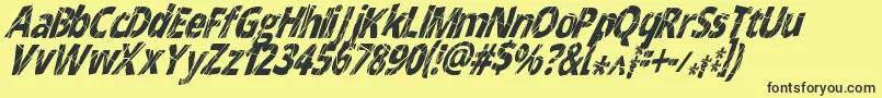 フォントCrackedNarrowitalic – 黒い文字の黄色い背景