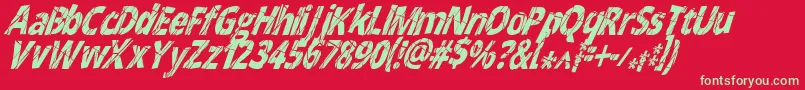 CrackedNarrowitalic Font – Green Fonts on Red Background