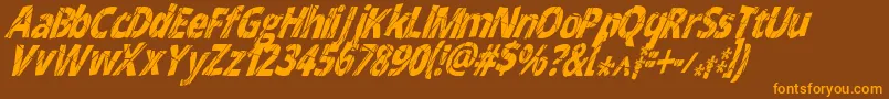 CrackedNarrowitalic-Schriftart – Orangefarbene Schriften auf braunem Hintergrund