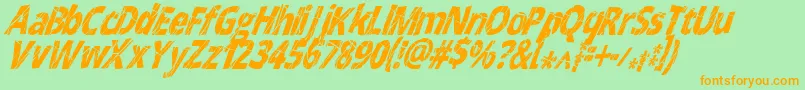 CrackedNarrowitalic Font – Orange Fonts on Green Background