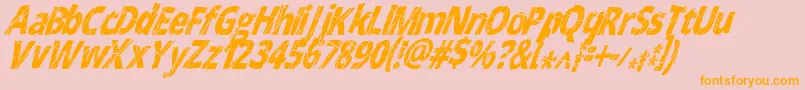 CrackedNarrowitalic-Schriftart – Orangefarbene Schriften auf rosa Hintergrund