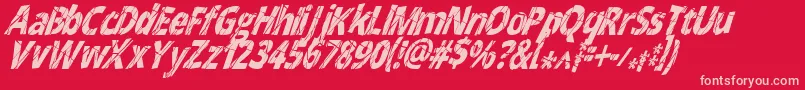 CrackedNarrowitalic Font – Pink Fonts on Red Background