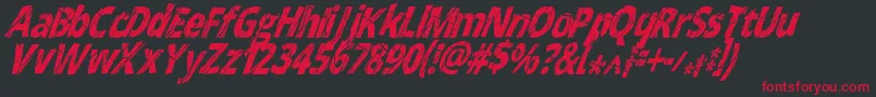 フォントCrackedNarrowitalic – 黒い背景に赤い文字