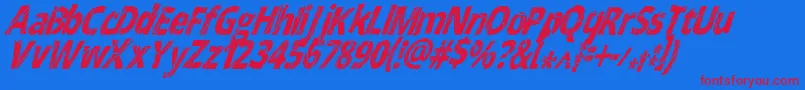 CrackedNarrowitalic-fontti – punaiset fontit sinisellä taustalla