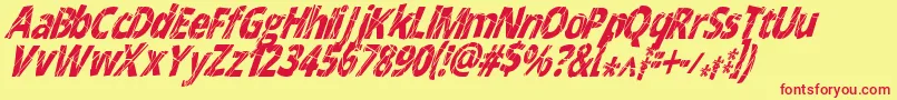 CrackedNarrowitalic Font – Red Fonts on Yellow Background