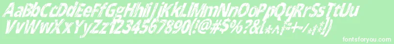 CrackedNarrowitalic Font – White Fonts on Green Background