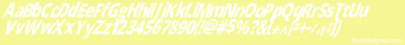 CrackedNarrowitalic Font – White Fonts on Yellow Background