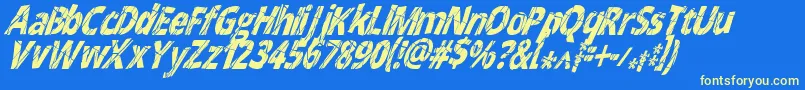 CrackedNarrowitalic Font – Yellow Fonts on Blue Background