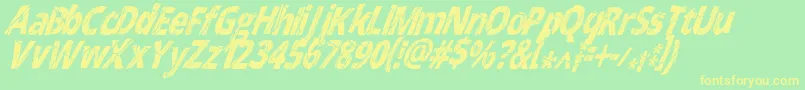 CrackedNarrowitalic Font – Yellow Fonts on Green Background