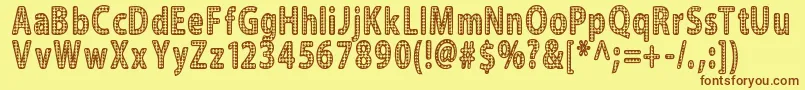 Blinger-Schriftart – Braune Schriften auf gelbem Hintergrund