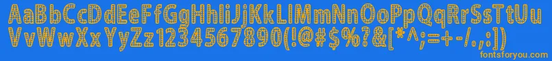 Weitere Informationen zur Blinger-Schriftart Blinger-Schriftart – Orangefarbene Schriften auf blauem Hintergrund
