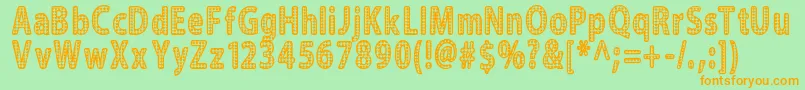 フォントBlinger – オレンジの文字が緑の背景にあります。