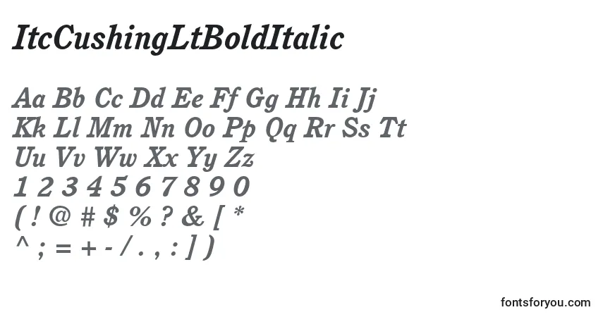 Шрифт ItcCushingLtBoldItalic – алфавит, цифры, специальные символы