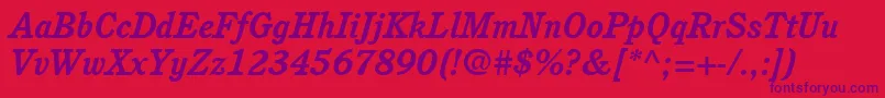 フォントItcCushingLtBoldItalic – 赤い背景に紫のフォント