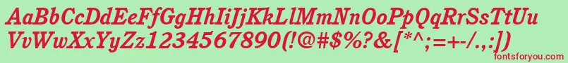 ItcCushingLtBoldItalic Font – Red Fonts on Green Background
