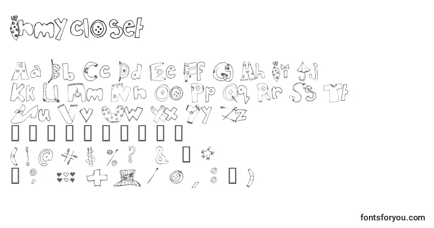 Czcionka Inmycloset – alfabet, cyfry, specjalne znaki