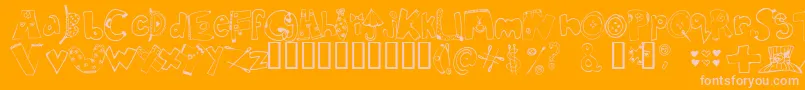 Inmycloset-Schriftart – Rosa Schriften auf orangefarbenem Hintergrund