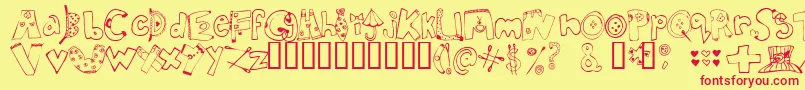 Inmycloset Font – Red Fonts on Yellow Background