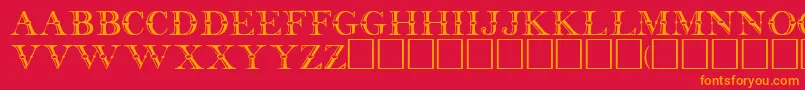 BettineRegular-Schriftart – Orangefarbene Schriften auf rotem Hintergrund