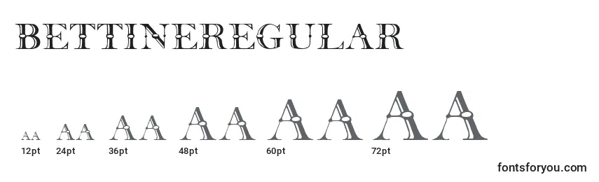Размеры шрифта BettineRegular