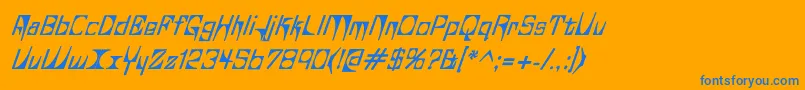 フォントGlaukau – オレンジの背景に青い文字