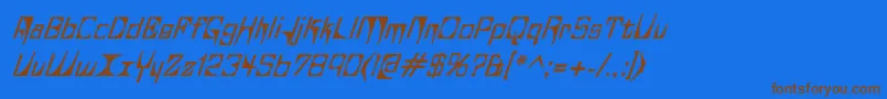 フォントGlaukau – 茶色の文字が青い背景にあります。