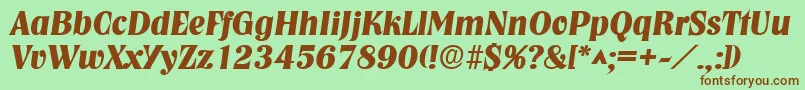 NashvillelhBoldItalic Font – Brown Fonts on Green Background