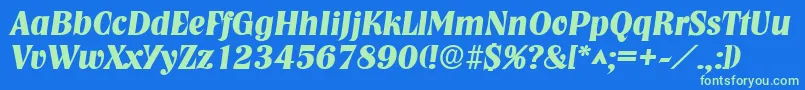 NashvillelhBoldItalic Font – Green Fonts on Blue Background