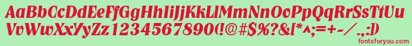 NashvillelhBoldItalic Font – Red Fonts on Green Background