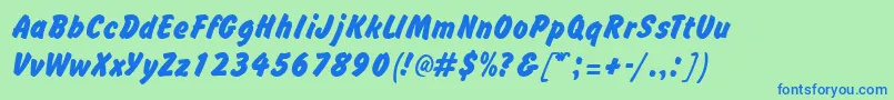 Weitere Informationen zur BrushhandRegular-Schriftart BrushhandRegular-Schriftart – Blaue Schriften auf grünem Hintergrund