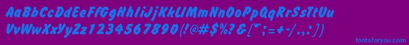 BrushhandRegular Font – Blue Fonts on Purple Background
