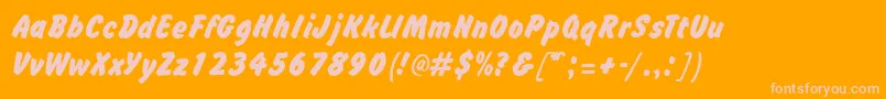 BrushhandRegular Font – Pink Fonts on Orange Background