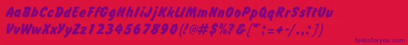 BrushhandRegular Font – Purple Fonts on Red Background