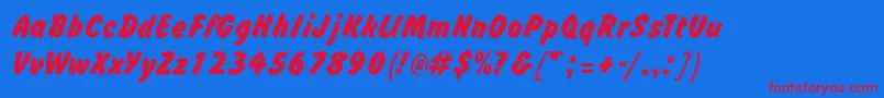 BrushhandRegular Font – Red Fonts on Blue Background