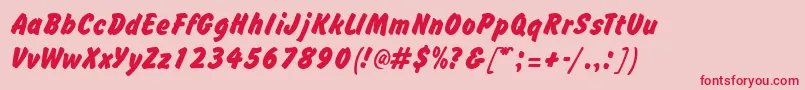 BrushhandRegular Font – Red Fonts on Pink Background